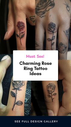 Explore 41 adorable rose ring tattoo designs for your next ink inspiration. This pin includes 4 stunning images showcasing unique patterns perfect for the ring finger, celebrating beauty and creativity in body art.