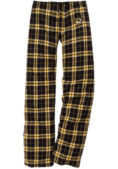 Let your youngest fan show their Tigers pride with these Missouri Tigers Youth Black Team Flannel Sleep Pants! Send them off to dreamland with these Mizzou Tigers Pajamas, which features a screen print Tiger logo on left hip. Perfect fit for casual days, Flannel, Screen print, Side pockets, 100% Double Brushed Cotton flannel Plaid Bottoms For Fall Loungewear, Plaid Loungewear Bottoms For Fall, Plaid Pj Pants, Flannel Pj Pants, Flannel Pjs, Yellow Flannel, Mizzou Tigers, Cute Pjs, Tiger Logo