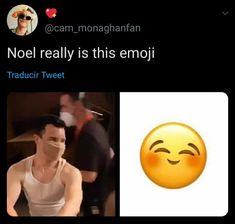 an image of a man wearing a face mask and text that reads, noel really is this emoji tracicr tweet