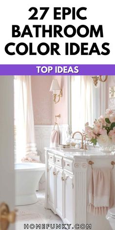 27 Epic Bathroom Color Ideas to Brighten Your Space Statement Bathroom Ideas, Chill Bathroom, Bathroom Paint Color Ideas, Popular Bathroom Colors, Bathroom Paint Color, Bathroom Color Ideas, Feminine Bathroom, Painted Vanity Bathroom, Small Bathroom Colors