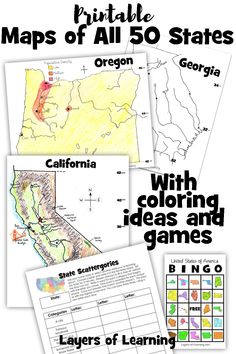 maps of the state of california with coloring pages and games to help kids learn how to use them