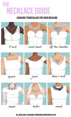 Choosing the right necklace for your neckline. – Cherry Diva Necklace For Neckline, Fashion Dictionary, 일본 패션, Hairstyles Videos, Fashion Terms, Halter Neck Dress, The Necklace