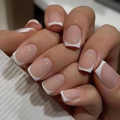 Upgrade your winter manicure with these Short Square Press-On Nails featuring white French tips and a glossy pink finish. ❄️ Reusable and easy to apply, these cute and exquisite nails are perfect for a classy, effortless look. Shop now for salon-style nails in minutes! #WinterNails #PressOnNails #FrenchTipNails #GlossyNails #ShortSquareNails #DIYManicure #ChicWinterStyle