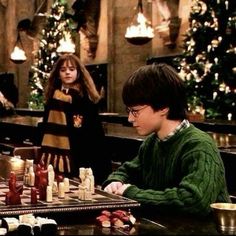 harry potter and hermione's hogwarts chess game in the dining room