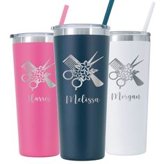 PRICES MAY VARY. SHIPS FAST - We will ship your item within two(2) business days of receiving your order. PERSONALIZED - Each tumbler is a unique creation made just for you. QUALITY LASER ENGRAVING - Your design and personalized text will be permanently laser engraved on your tumbler, so it will last for years. Tumblers are dishwasher safe. INSULATED - These stainless steel tumblers are vacuum insulated and keep your drinks hot or cold for hours. Fits in your cup holder. Each tumbler is personal Cosmetology Graduation, Hairdresser Gift, Laser Engraving Machine, Grad Gifts, Tumblers With Lids, Cosmetology, Stainless Steel Tumblers, Laser Engraved, For Hair