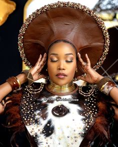 The name of this Tribe Crown is Ziyanda 👑 ...Ziyanda izibusiso  The blessings are increasing  ...Ziyanda izipho  The gifts are increasing ...Ziyanda inkomo The wealth (kraal) is increasing ...Ziyanda izikhali zikaMazikhali The queens weapons are increasing  I was born for such a time as this.The brilliance of God moves in my fingers. I am anointed for this era. I know who I am and why I am here.The most dangerous place to stand right now,is in the way of my destiny.This is my season of increase...and this is my crown 👑   Ziyanda Crown 👑 by @atribecalledzimbabwe Cowhide Imbatha by @atribecalledzimbabwe  WhatsApp Enquiries +263784033074  #cowhidefashion #crown #cowhide #tribalfashion #ndebelewoman #zimbabweanwoman #tribequeen #africanfashion #handmade #madeinzimbabwe My Season, Goddess Crown, My Destiny, Bridal Photographs, Weddings By Color, The Queens, Clothing Design, African Wedding, Cow Hide