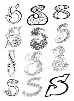 the letter s is made up of different shapes and sizes, including letters that are outlined in