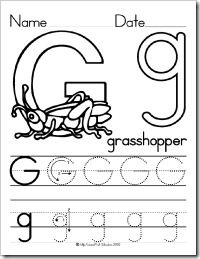 the letter g is for grasshopper worksheet