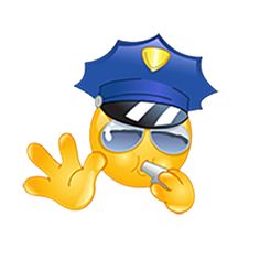 a cartoon character wearing sunglasses and a police hat, making the peace sign with his hand