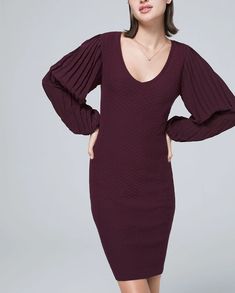 Holiday Style in the Midwest – Chicago Fashion Album Cozy Sweater Dress, Pleated Sleeves, Tailored Dress