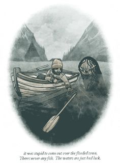 an illustration of a person in a boat with a paddle