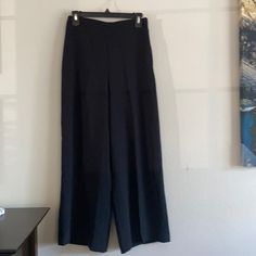 Zara, Black, Size Small, Casual Black Wide Leg Dress Pants, Black Relaxed Fit Dress Pants For Fall, Black Relaxed Fit Bottoms For Business Casual, Black Non-stretch Wide Leg Pants For Night Out, Non-stretch Black Wide Leg Pants For Night Out, Black Casual Wide Leg Pants, Black Wide Leg Dress Pants With Pockets, Black Straight Leg Bottoms For Spring, Black Relaxed Fit Full-length Bottoms