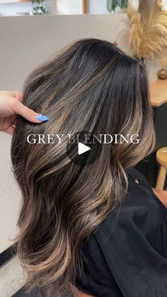 Dark Brown Hair Going Grey Highlights, Fall Hair Dark Roots, Cover Greys In Dark Hair, Dark Hair Grey Coverage Ideas, Covering Grey Hair With Highlights, Hair Color For Grey Hair Coverage, Grey Blending On Dark Hair, Grey Blending For Dark Hair, How To Blend Grey Hair With Dark Hair