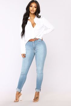 Available In Off White, Mustard, Black, Mocha And Olive Shirt Double Pockets 100% Rayon Imported | You Better Work Shirt II in White size XL by Fashion Nova White Shirt Outfit, Jodie Joe, Modeling Outfits, Olive Shirt, Nice Clothes, Fashion Nova Tops, You Better Work, Clothes Closet, Fashion Nova Jeans