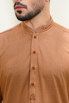 Type: Regular FitShalwar Kameez Details : Ban Neck Straight Shirt Plain Back Full Sleeves Color : Cocon Season : Summer Fabric : Wash & Wear Mens Shalwar Kameez Design Style 2023, Menswear Details, Man Dress, Mens Business Casual Outfits, Gents Kurta, Men's Kurta, Kurta Men