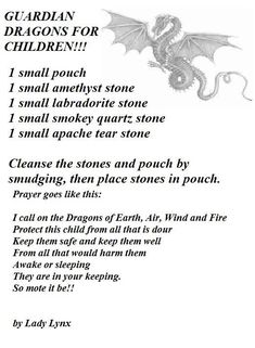 a poem with an image of a dragon on it