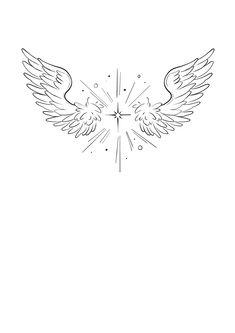 a drawing of an angel wing with the star in the middle and sparklers behind it