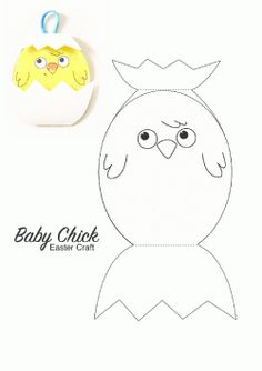 a paper cut out of an egg with a bird on it's head and the words baby chick easter craft