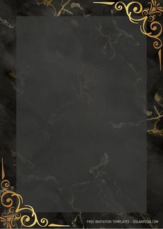 a black and gold marble background with an ornate frame in the middle, on top of it