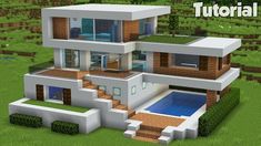 an image of a house in minecraft with the words, how to build a modern house