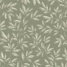 a green and white wallpaper with leaves on the back ground, in shades of gray