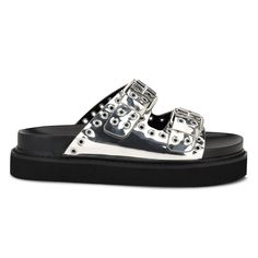 Eleny Buckle Slide Sandals Casual Sandals, Slide Sandals, Nine West, Slip On, Buckle, Womens Sizes, Sandals, Wardrobe, Silver