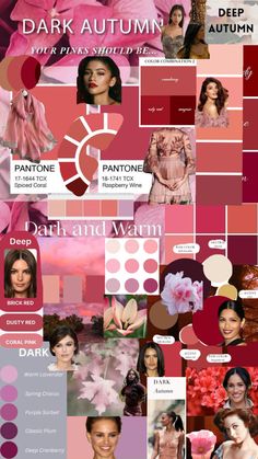 #darkautumn #pinks #deepautumn #coloranalysis #flatteringcolors #yourcolors Color Analysis Test, Deep Autumn Makeup, Theatrical Romantic Style, Deep Winter Palette, Colour Combinations Fashion