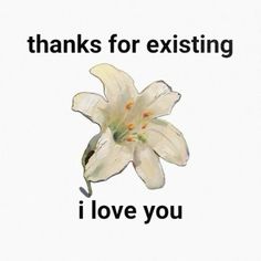 a white flower with the words thanks for existing i love you