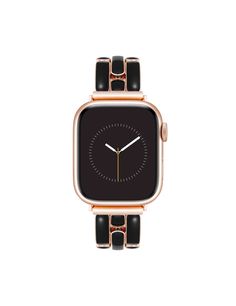 Anne Klein Black/Rose Gold-Tone Enamel Link Bracelet for Apple Watch® Elegant Black Metal Watch Accessories, Trendy Black Metal Watch Bands, Elegant Rose Gold Metal Apple Watch Band, Elegant Rose Gold Metal Watch Band, Trendy Rose Gold Watch Band With Bracelet Strap, Elegant Black Watch Bracelet Strap, Chic Jewelry, Black Watch, Black Rose