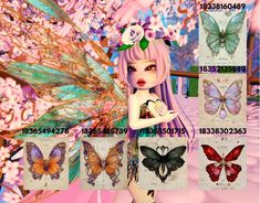 Crystal Butterflies in different color can be made into Posters in Royale High Dormitiries (i got all these pictures from pintrest dont know who is the artist but credits to artist) Royale High Valkyrie Wings Decals, Royale High Wallpaper Decal, Royale High Shoe Hacks, Mermaid Decals Royale High, Decals For Royale High, When I Grow Up Royale High, Royale High Textures, Misunderstood Royale High, Rh Decals Pfp