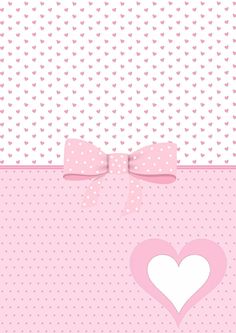 a pink background with hearts and a bow