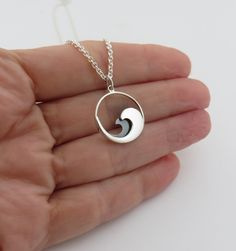 "Beautiful 3D sterling silver double layer wave pendant, perfect for someone who loves the beach. The pendant measures 25mm x 18mm (about the size of a quarter). This unique and beautiful 3D wave charm is a perfect gift for someone who loves the beach and is hoping to spend more time there when she retires. It is also is a great necklace for a surfer, swimmer and anyone who loves the beach. Select your desired length at check out. 16\", 18\" or 20\". The most common size is 18\". The pendant, ch Rose Gold Choker, 3d Pendant, Wave Pendant, Ride The Wave, Ocean Necklace, Beach Lover Gifts, Retirement Gifts For Women, Wave Necklace, Surfer Necklace