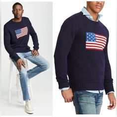 Polo Ralph Lauren American Flag Sweater In Good Used Condition. Size : Xl Pit To Pit: 24” Length: 30” 100% Cotton Ralph Lauren American Flag Sweater, Flag Sweater, American Flag Sweater, Polo Ralph Lauren Sweater, Ralph Lauren Sweaters, Hand Knitted Sweaters, Ralph Lauren Sweater, Sweaters Crewneck, Polo Ralph Lauren Mens