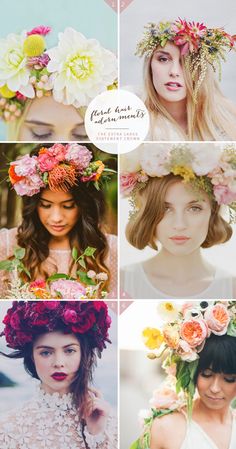 Floral crown styles / Best Day Ever Hairstyle Photo, Big Crown, Bride Ideas, Flower Princess, Wedding Hairstyles Tutorial, Flower Crown Hairstyle, Romantic Wedding Hair