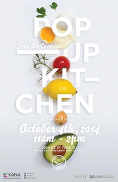 the poster for top up kitchen shows various fruits and vegetables