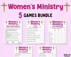 the women's history game bundle includes five games and four printables for each player