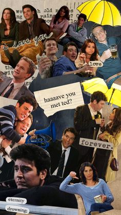 collage of people holding signs and umbrellas with words above them that read, have you met?