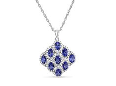 4.27ctw Oval Tanzanite and Cubic Zirconia Rhodium Over Sterling Silver Pendant with chain. Diamond Necklace With Round Cut Accent Stones, Diamond Necklaces With Round Cut Accent Stones, Fine Jewelry Necklaces With Round Cut Accent Stones, Fine Jewelry Necklaces With Round Accent Stones, Fine Jewelry Cubic Zirconia Necklace With Accent Stones, Diamond Necklace With Accent Stones Fine Jewelry, Fine Jewelry Cubic Zirconia Necklaces With Accent Stones, Fine Jewelry Diamond Necklace With Accent Stones, Diamond Necklaces With Accent Stones In Fine Jewelry Style