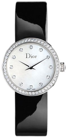 CD047111A001 CHRISTIAN DIOR LA D DE DIOR 25MM WOMEN'S WATCH Store Display Model (What's This?) - Free Overnight Shipping - With Manufacturer Serial Numbers - Swiss Made - Mother of Pearl White Dial Set with Diamonds - Diamonds Set on Bezel - Battery Operated Quartz Movement - 3 Year Warranty - Guaranteed Authentic - Certificate of Authenticity - Manufacturer Box & Manual - Stainless Steel Case - Black Patent Leather Strap - Scratch Resistant Sapphire Crystal - 30 Meters / 100 Feet Water-Resistant - 23mm = 7/8" Case, 6" Adjustable Strap - Free Lifetime Battery Replacement     Also Known As Model # 11A001 / CD0471 11A001 Dior Watch, Bezel Watch, Rolex Women, Authentic Watches, Free Bracelet, Bezel Diamond, Swiss Made, Black Patent Leather, Leather Band