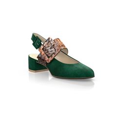 Block Heel Classic Shoes 6826 | Girotti Elegant Green Leather Slingback Pumps, Classic Shoes, Slingback Pump, Womens Heels, New Shoes, Shades Of Green, Block Heels, Animal Print, Buckle