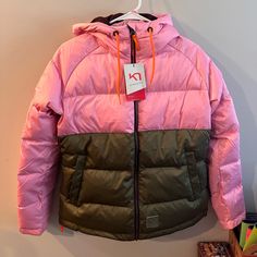 - Great Down Jacket - Never Worn - Super Cute & It Will Keep You Cozy Down Jacket, Pink And Green, Super Cute, Jackets & Coats, Green, Women Shopping, Pink, Quick Saves, Color