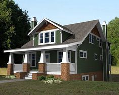 this is an artist's rendering of a house in the country style with porches