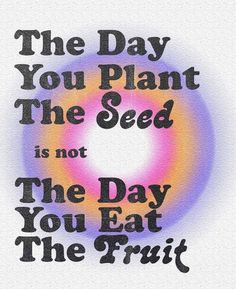 the day you plant the seed is not the day you eat the fruit