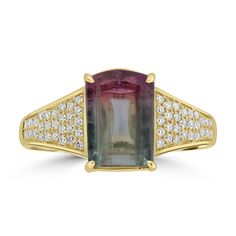 J44887 Luxury Rectangular Birthstone Ring, Tourmaline Rings, Tourmaline Ring, Ring Style, Diamond Set, Tourmaline Gemstone, Yellow Gold Ring, Design Product, Metal Color