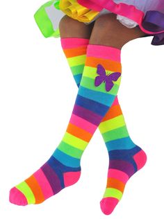 Girls butterfly socks in rainbow colors. Our striped knee high socks are comfy and cozy to wear for any occasion we've added a fun glitter butterfly. How to Order Pick Socks by Age Group: Age groups 1-3 and 4-6 contain slip grip bottoms. Girls Ages 9-11 Girls Ages 6-8 Girls Ages 4-6 Girls Ages 1-3 * 70% acrylic / 25% polyester / 5% spandex * Machine wash; tumble dry We do not add Names to socks. 💕 Receive Instant Discount Coupon Code 💕 Join our VIP Club. Copy & Paste this coupon link into Butterfly Socks, Rainbow Ribbons, Unicorn Birthday Outfit, Bubble Guppies Birthday, Rainbow Socks, Glitter Butterfly, Rainbow Tutu, Birthday Tutu Outfit, Rainbow Outfit