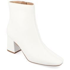 HAYLINN WIDE WIDTH - Journee Collection White Booties, Platform Block Heels, Closed Toe Shoes, Square Toe Heels, Wide Calf Boots, Journee Collection, Buy Shoes, Dress And Heels, Leather Booties