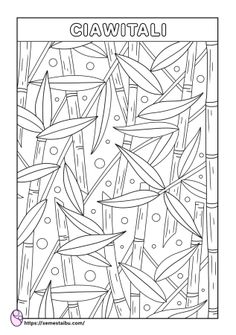 a coloring page with bamboo leaves and the words glamtaili in black ink