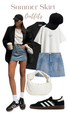 Skirt Outfits Summer, Samba Outfit, Look Adidas, Denim Skirt Outfits, Everyday Fashion Outfits, Fall Fashion Outfits, Classic Outfits