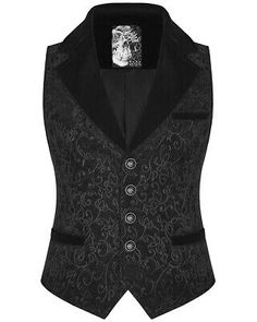 Top Rated Punk Rave Mens Vest Waistcoat Black Jacquard Velvet Goth Steampunk Victorian VTG, Mens Clothing Goth Coat, Velvet Waistcoat, Elegant Goth, Victorian Coat, Victorian Gothic Style, Jacket Man, Goth Steampunk, Fashion Vest, Mens Waistcoat