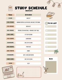 an info sheet with the words study schedule written in english and chinese, along with other information